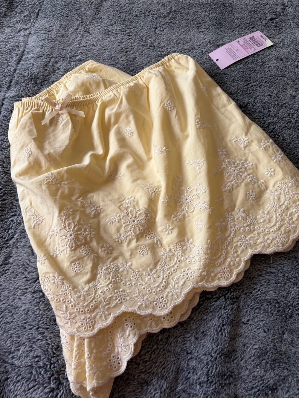 wild fable Pale Yellow Embroidered High-Low Scalloped Skirt